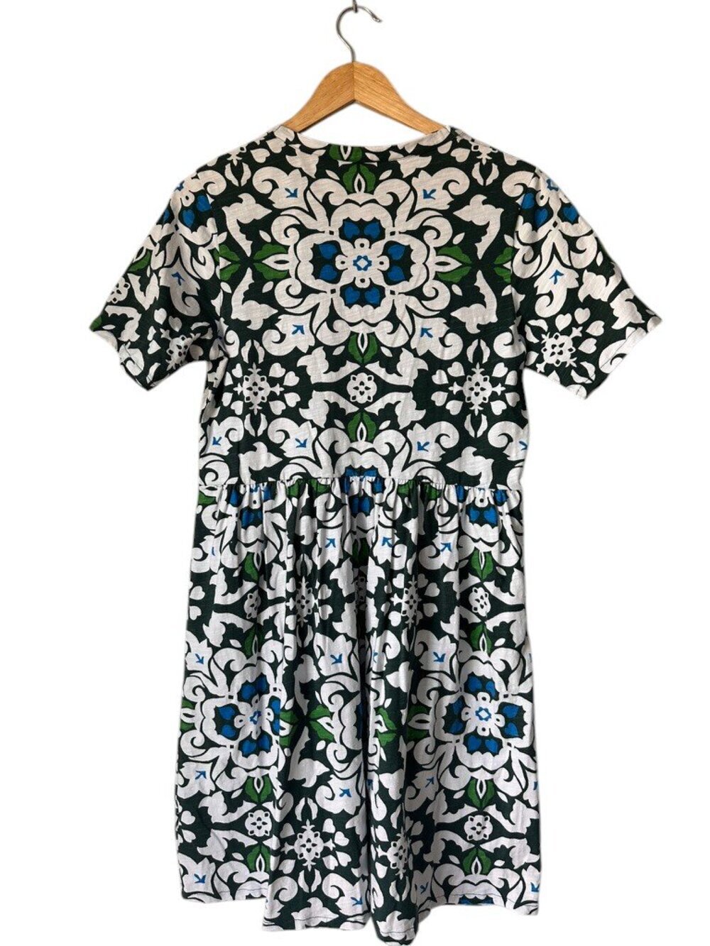 Boden Easy Notch Neck Jersey Dress 100% Cotton, Green and White, 8 - Picture 7 of 15